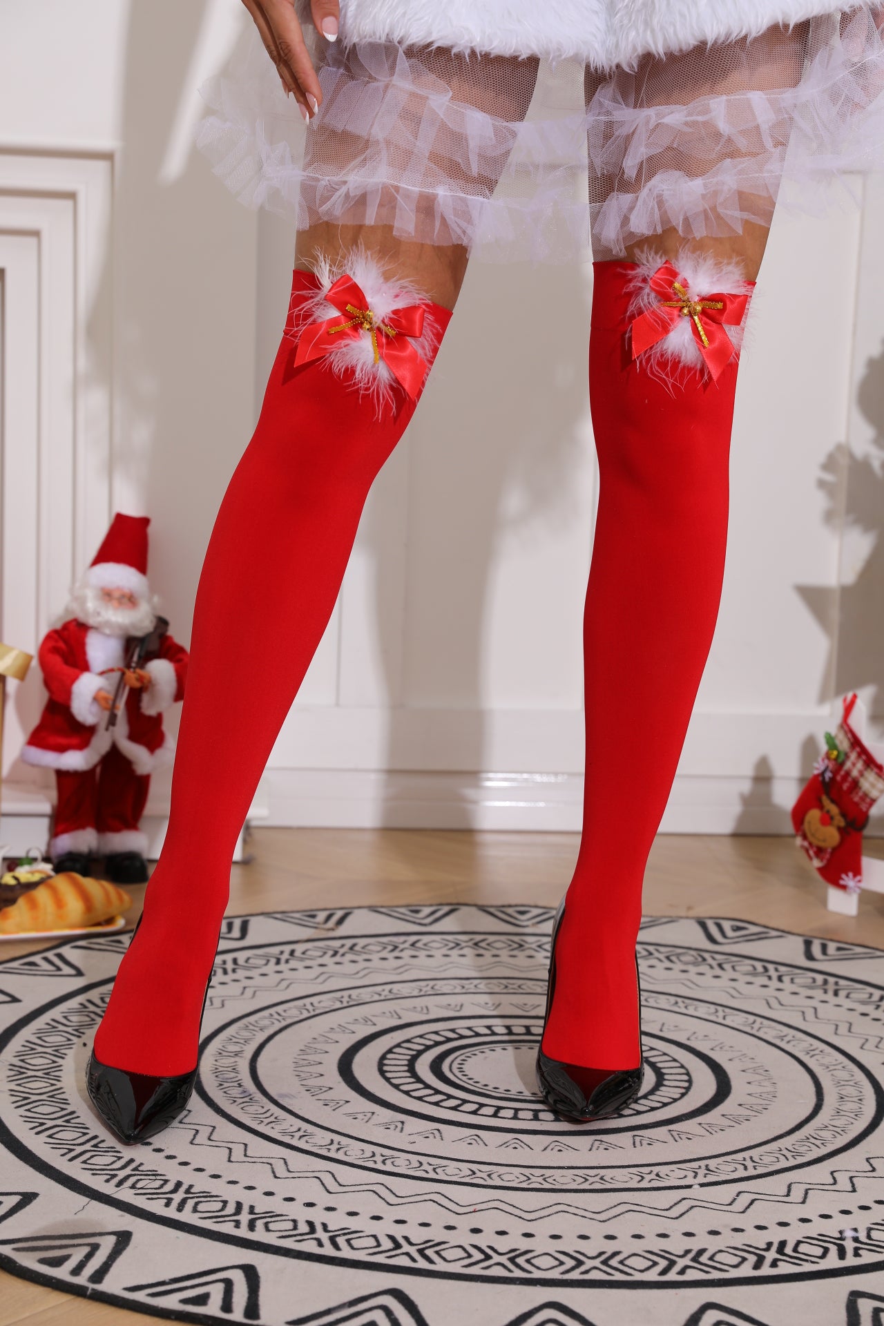Lidogirls Christmas Silky Stocking with Bow